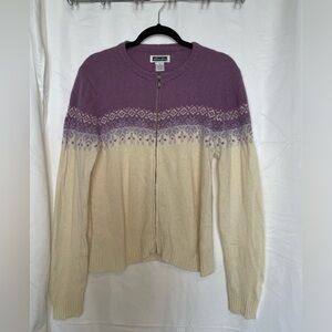 Xhilaration zip up sweater white and purple​​​​​​​​